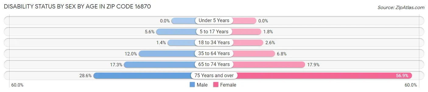 Disability Status by Sex by Age in Zip Code 16870