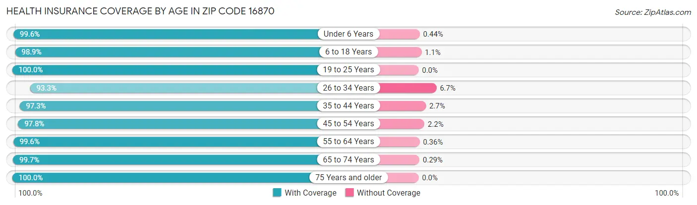 Health Insurance Coverage by Age in Zip Code 16870