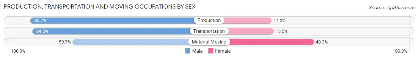 Production, Transportation and Moving Occupations by Sex in Zip Code 16872