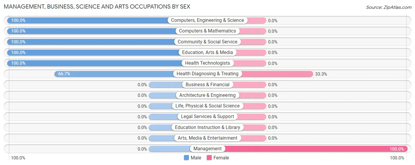 Management, Business, Science and Arts Occupations by Sex in Zip Code 16876