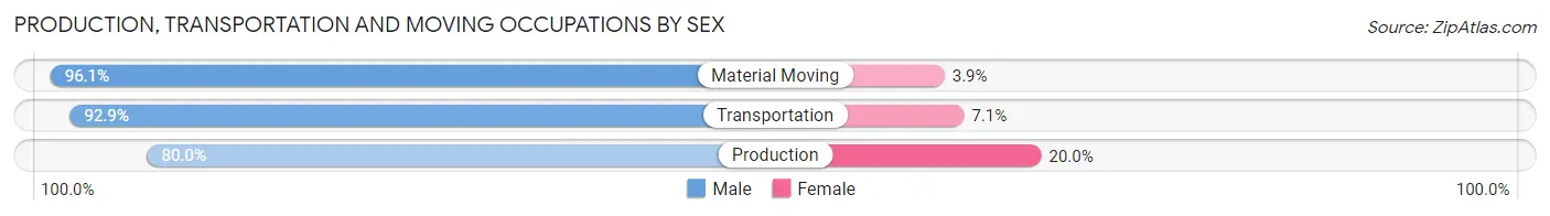 Production, Transportation and Moving Occupations by Sex in Zip Code 16877