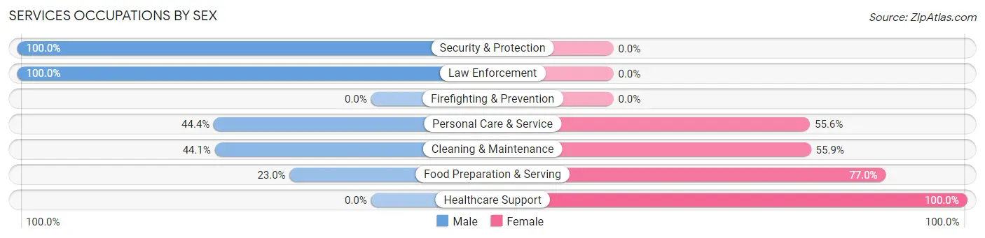 Services Occupations by Sex in Zip Code 16881