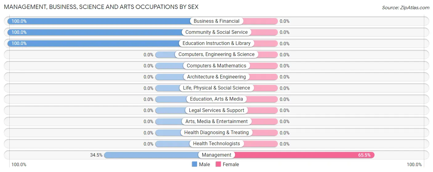 Management, Business, Science and Arts Occupations by Sex in Zip Code 16882