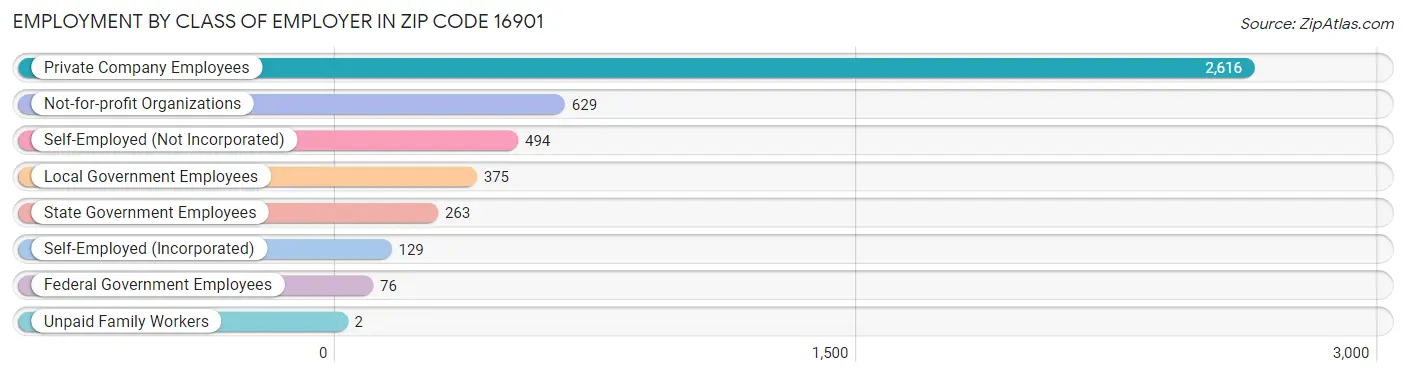 Employment by Class of Employer in Zip Code 16901