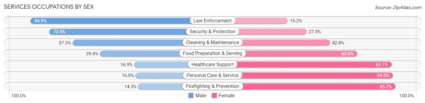 Services Occupations by Sex in Zip Code 16915