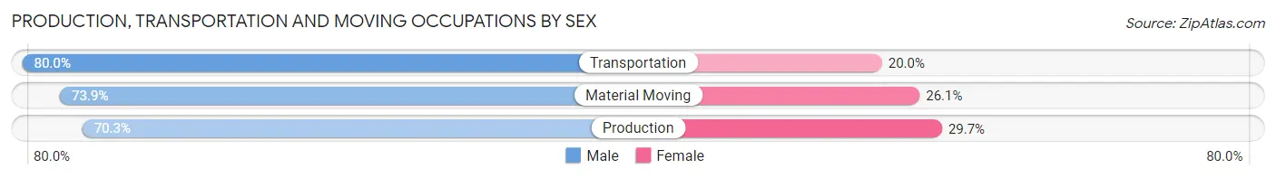 Production, Transportation and Moving Occupations by Sex in Zip Code 16920