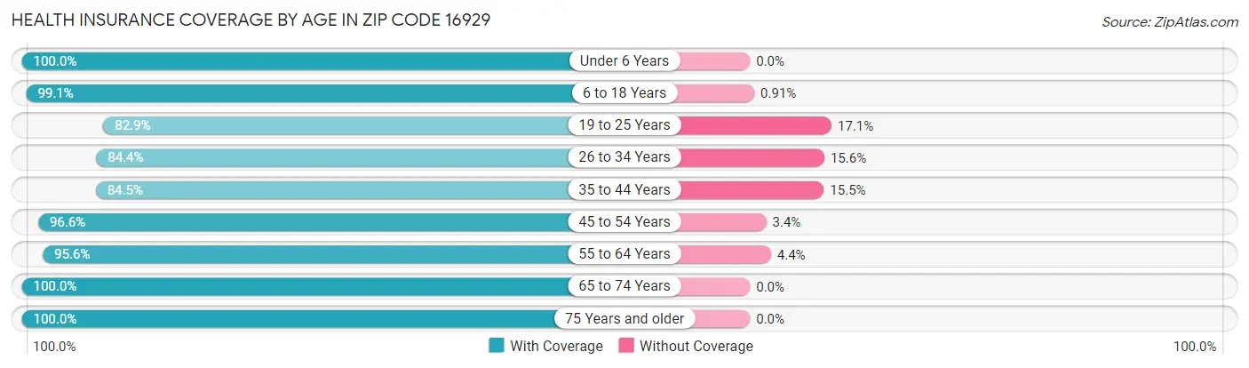 Health Insurance Coverage by Age in Zip Code 16929
