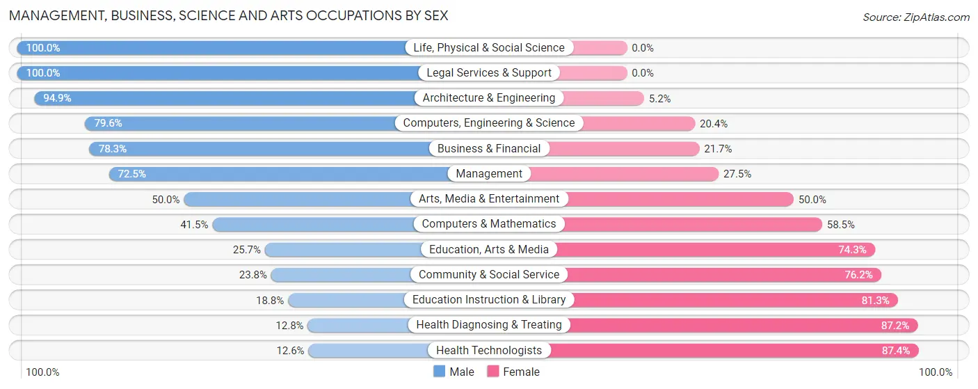 Management, Business, Science and Arts Occupations by Sex in Zip Code 16933