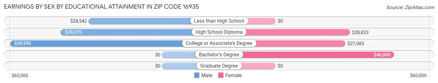 Earnings by Sex by Educational Attainment in Zip Code 16935