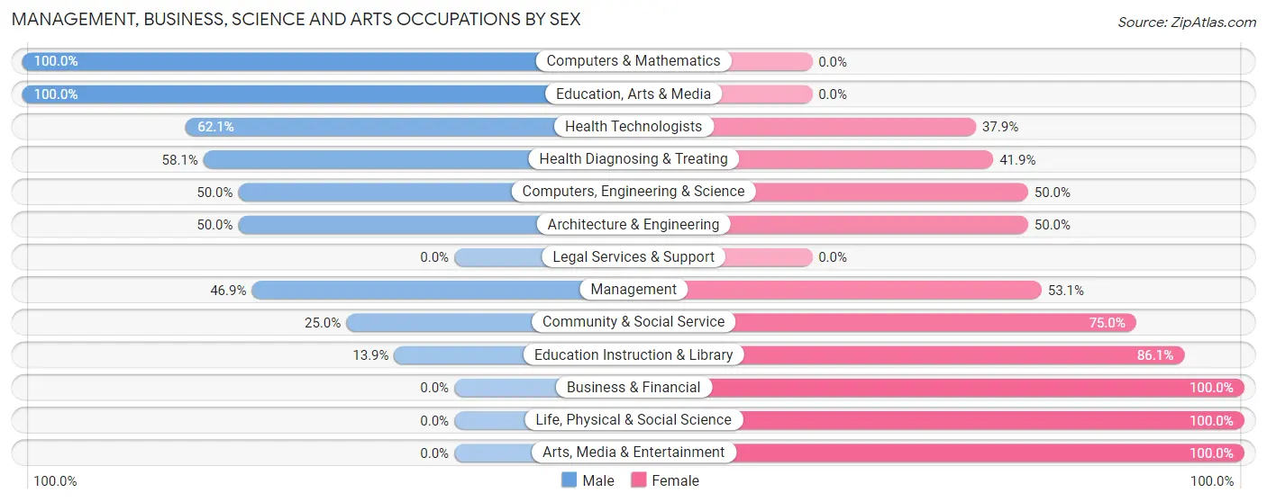 Management, Business, Science and Arts Occupations by Sex in Zip Code 16935
