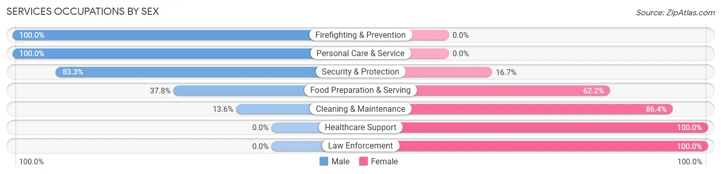 Services Occupations by Sex in Zip Code 16938