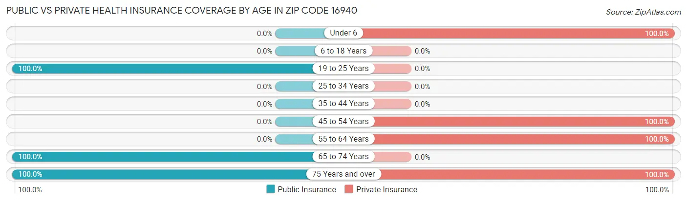 Public vs Private Health Insurance Coverage by Age in Zip Code 16940