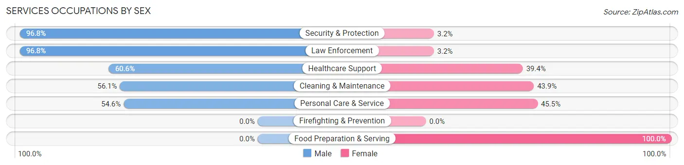 Services Occupations by Sex in Zip Code 17009