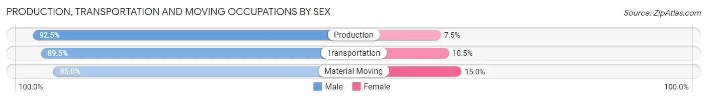 Production, Transportation and Moving Occupations by Sex in Zip Code 17019