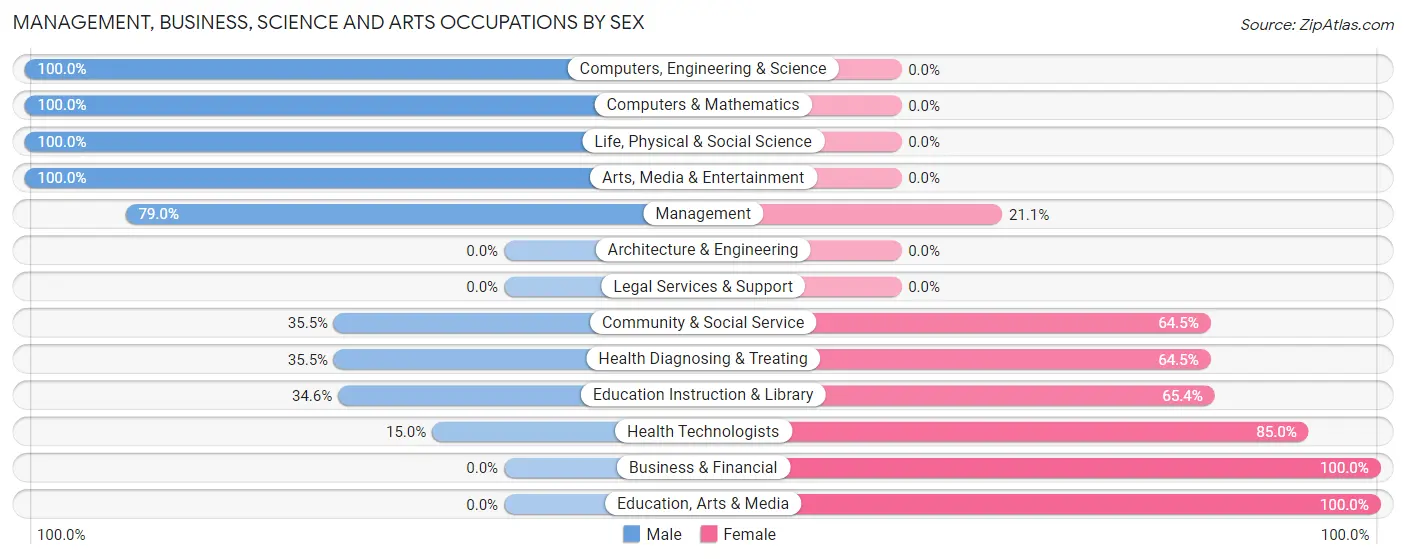 Management, Business, Science and Arts Occupations by Sex in Zip Code 17021
