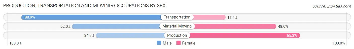 Production, Transportation and Moving Occupations by Sex in Zip Code 17021