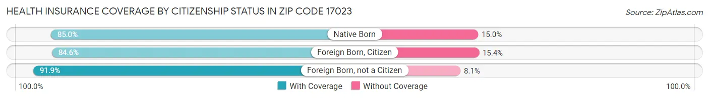 Health Insurance Coverage by Citizenship Status in Zip Code 17023