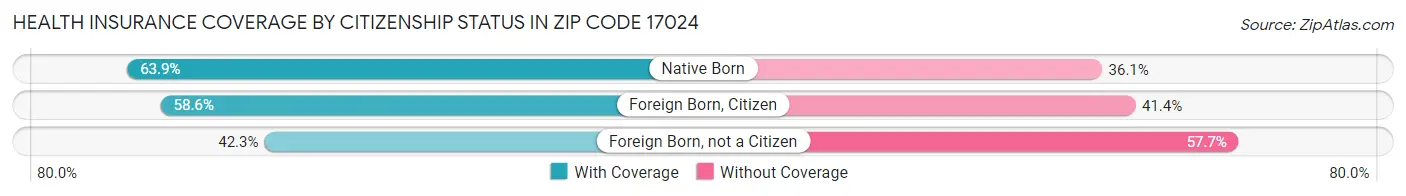 Health Insurance Coverage by Citizenship Status in Zip Code 17024