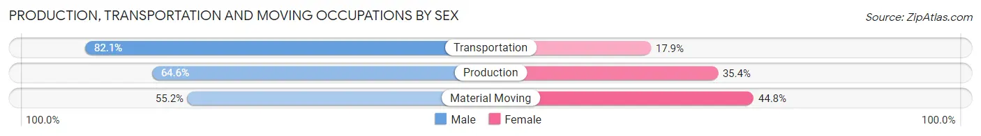 Production, Transportation and Moving Occupations by Sex in Zip Code 17024