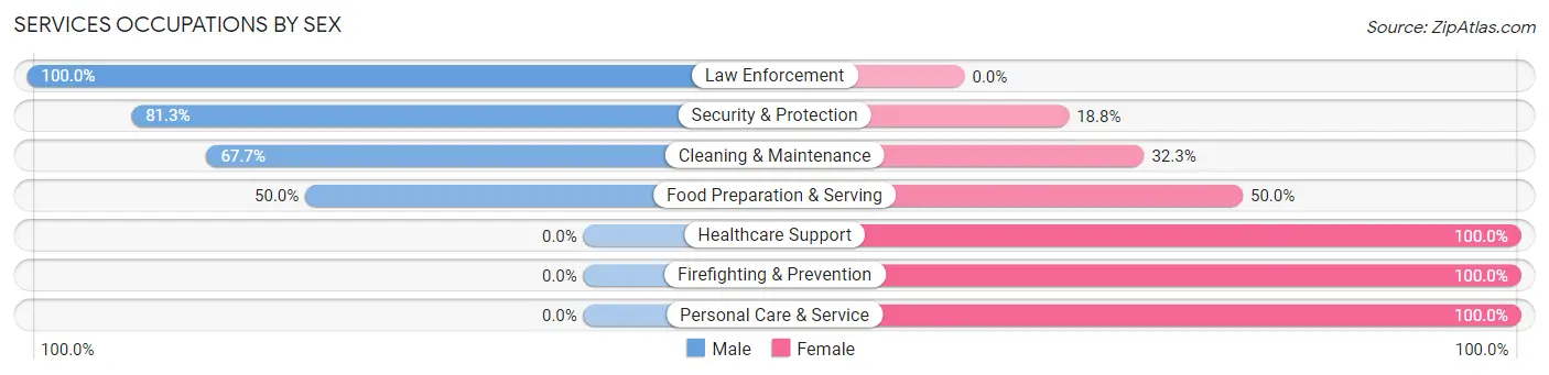 Services Occupations by Sex in Zip Code 17024
