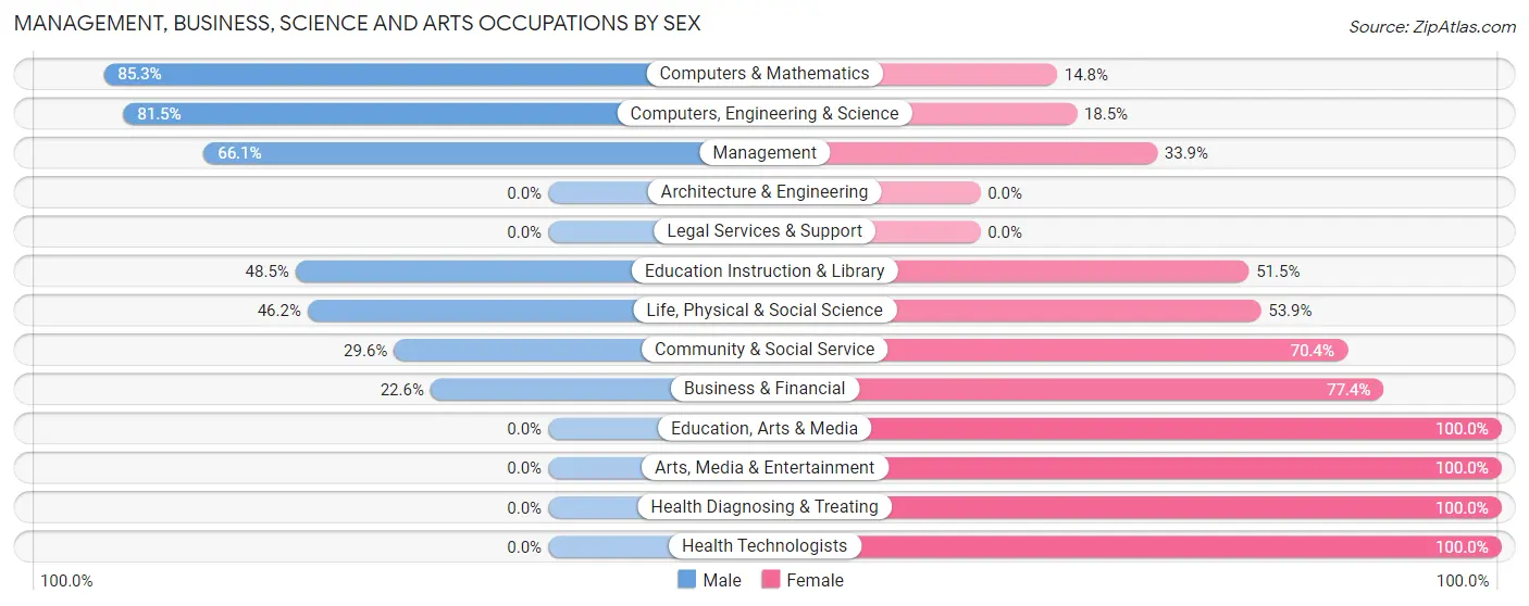 Management, Business, Science and Arts Occupations by Sex in Zip Code 17026