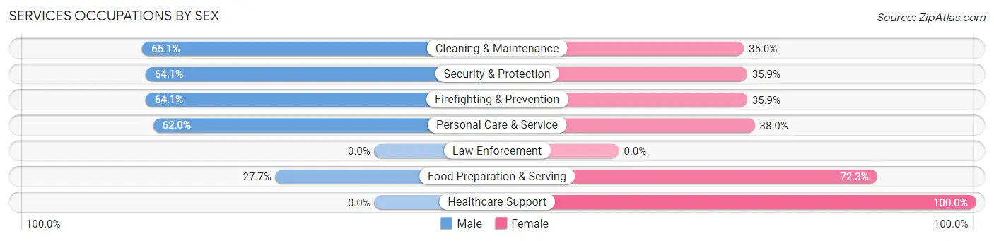 Services Occupations by Sex in Zip Code 17027