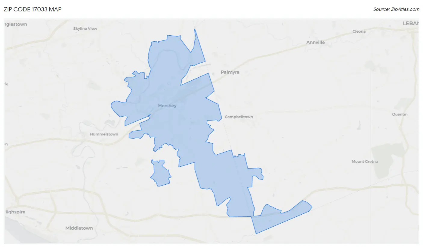 Zip Code 17033 Map