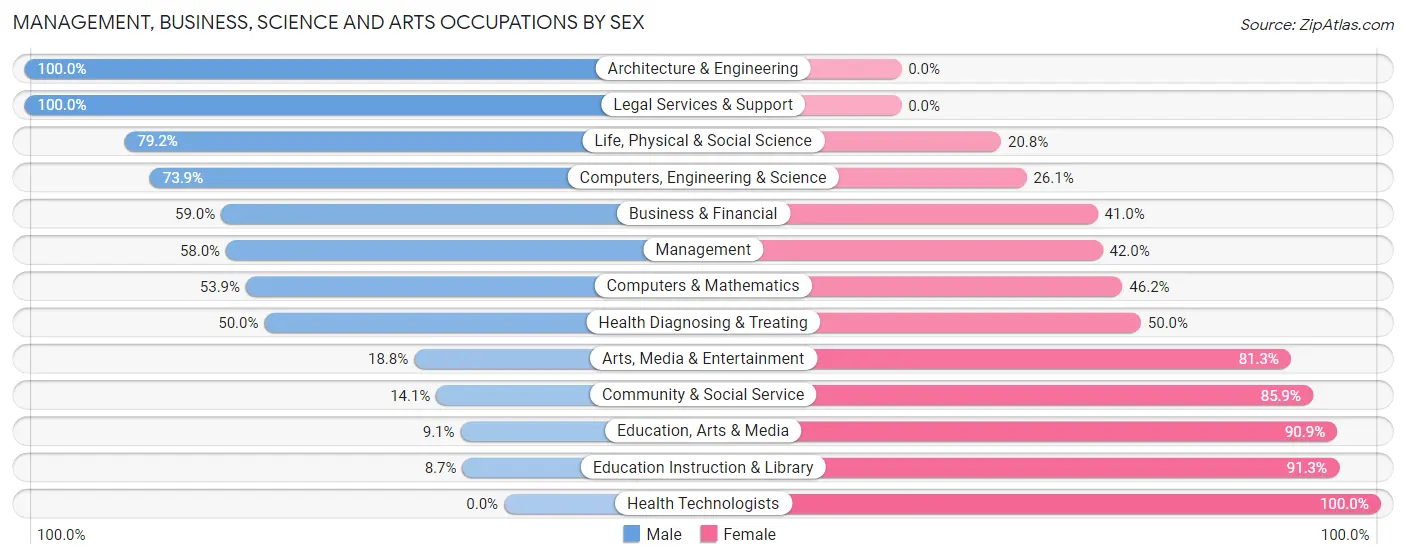 Management, Business, Science and Arts Occupations by Sex in Zip Code 17040