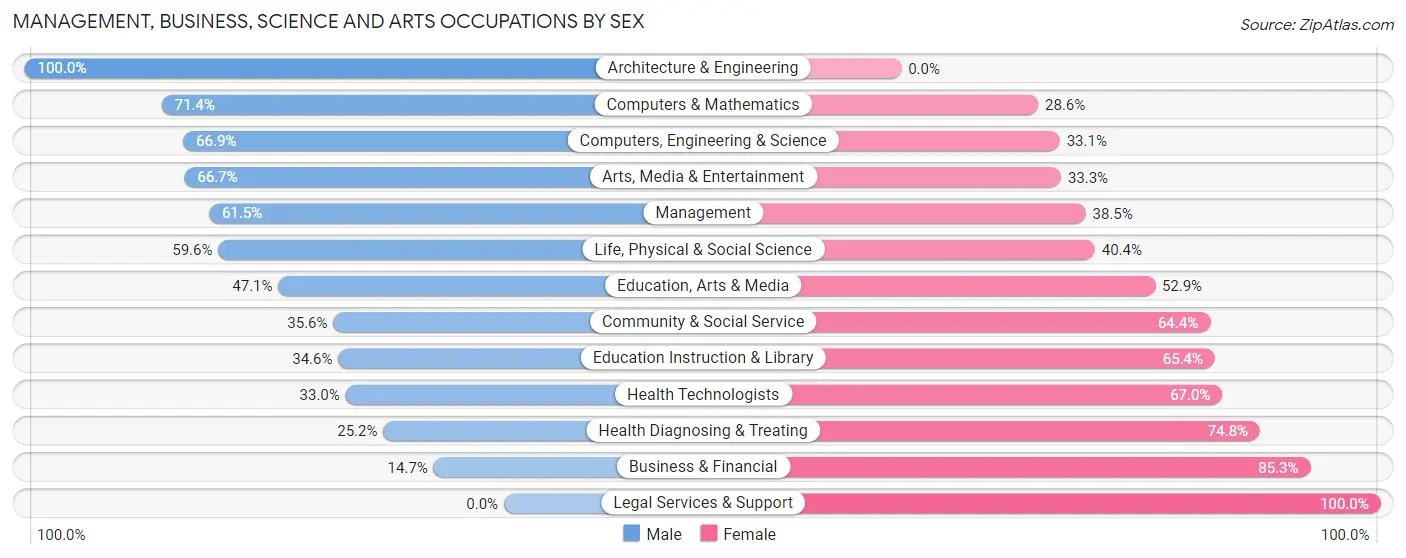 Management, Business, Science and Arts Occupations by Sex in Zip Code 17045