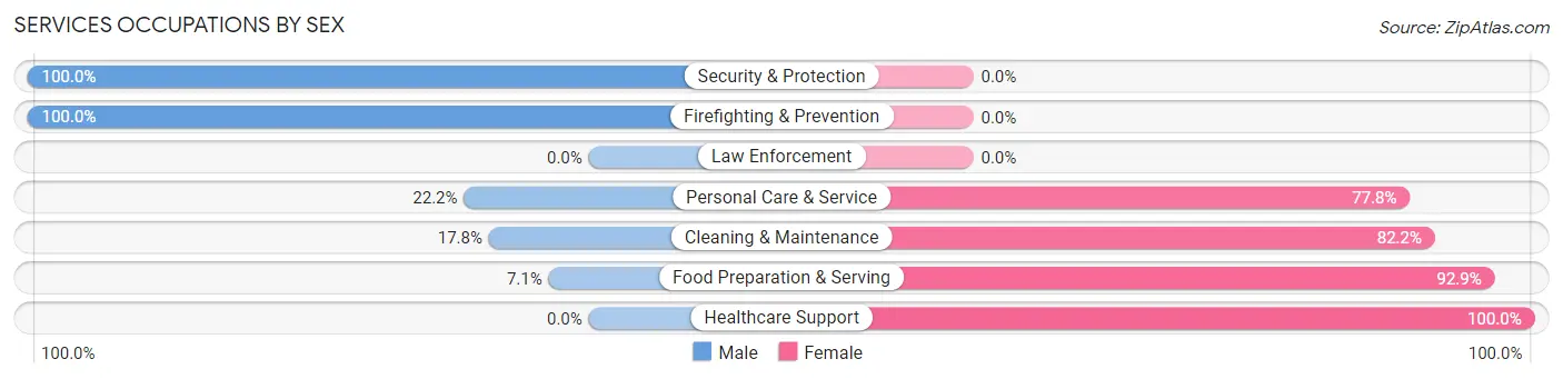 Services Occupations by Sex in Zip Code 17047