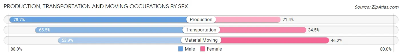 Production, Transportation and Moving Occupations by Sex in Zip Code 17052