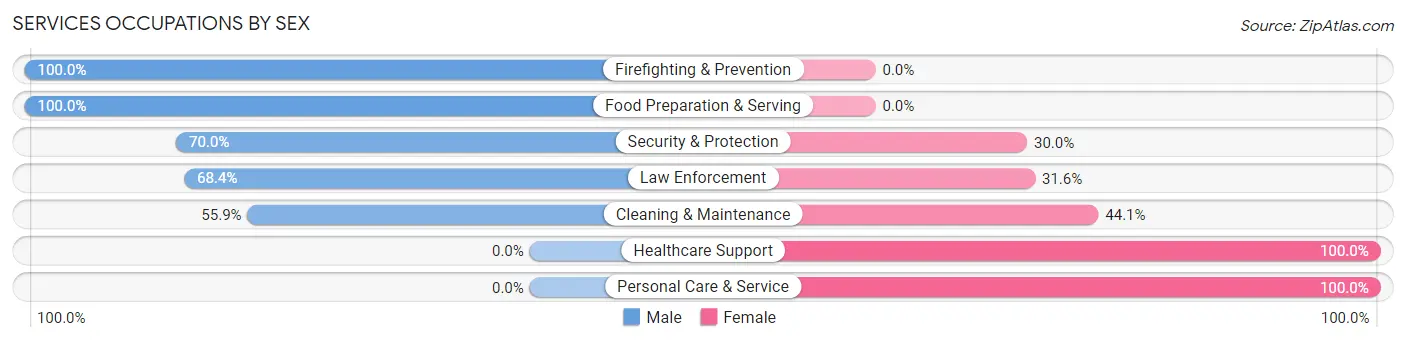 Services Occupations by Sex in Zip Code 17052