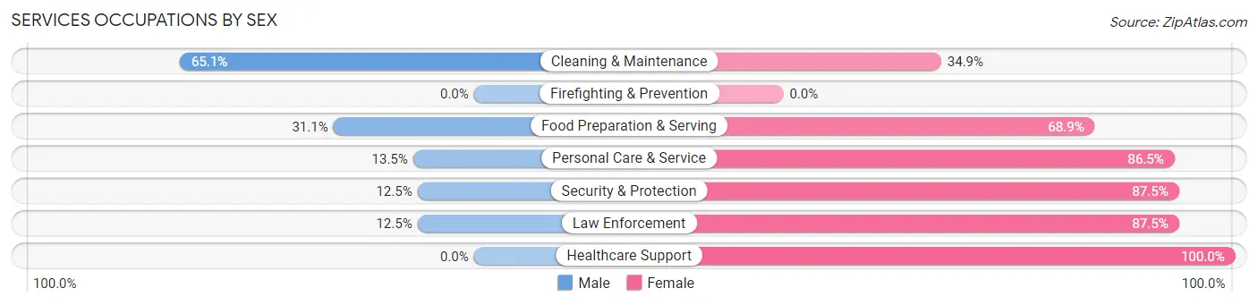Services Occupations by Sex in Zip Code 17053