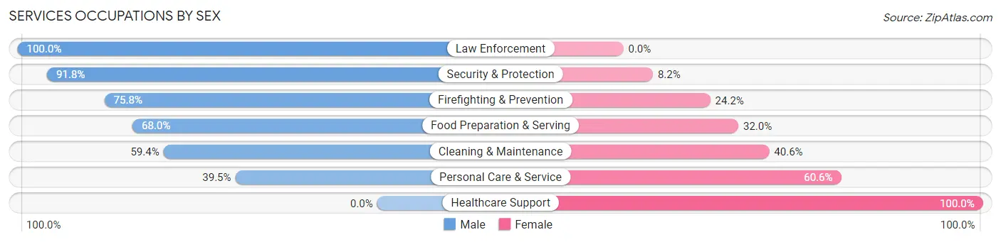 Services Occupations by Sex in Zip Code 17057