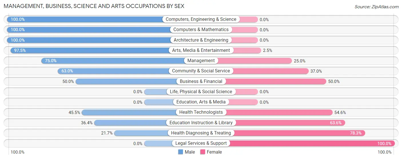 Management, Business, Science and Arts Occupations by Sex in Zip Code 17058