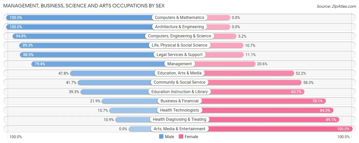 Management, Business, Science and Arts Occupations by Sex in Zip Code 17059