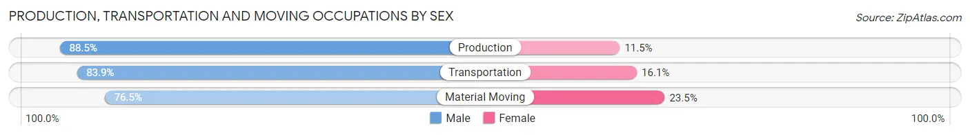 Production, Transportation and Moving Occupations by Sex in Zip Code 17059