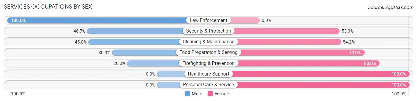 Services Occupations by Sex in Zip Code 17060
