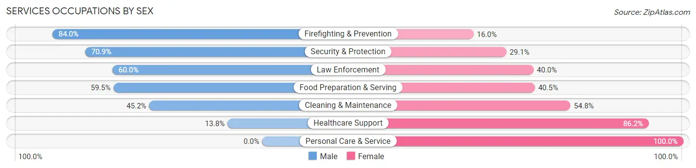 Services Occupations by Sex in Zip Code 17061