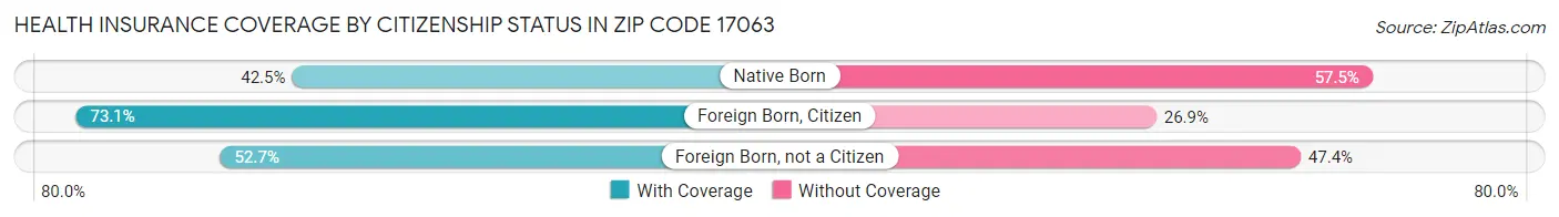 Health Insurance Coverage by Citizenship Status in Zip Code 17063