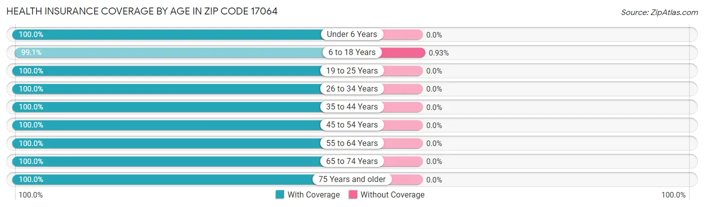 Health Insurance Coverage by Age in Zip Code 17064