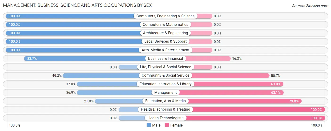 Management, Business, Science and Arts Occupations by Sex in Zip Code 17065