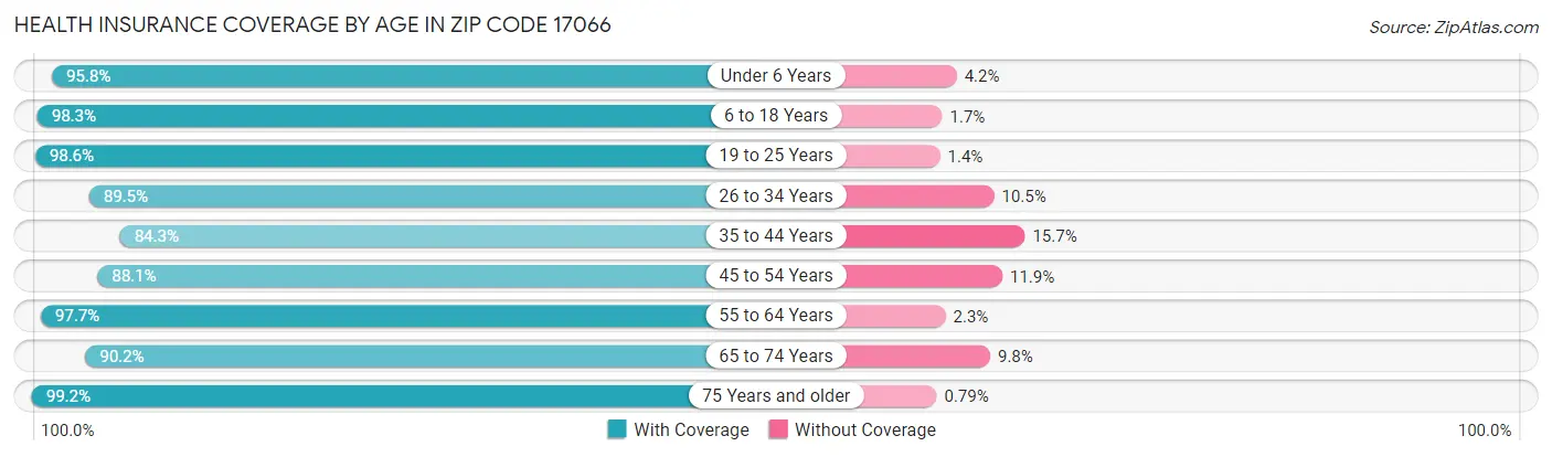 Health Insurance Coverage by Age in Zip Code 17066