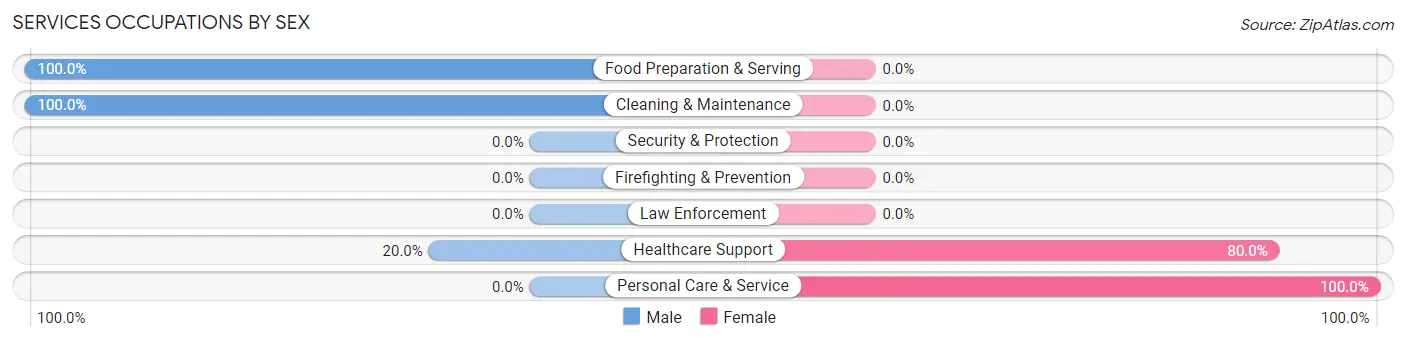 Services Occupations by Sex in Zip Code 17069
