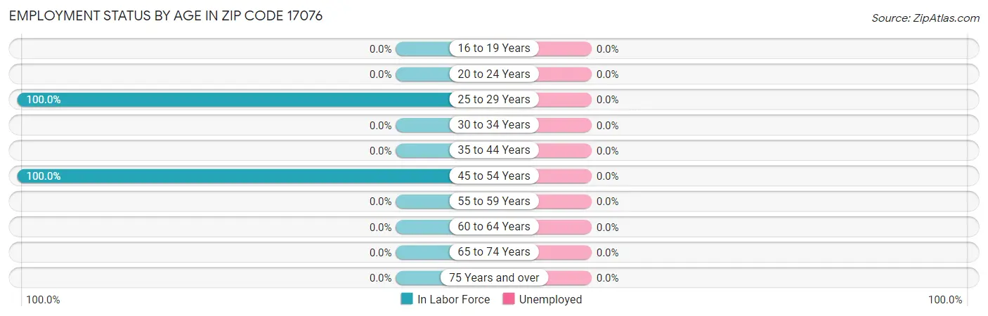 Employment Status by Age in Zip Code 17076