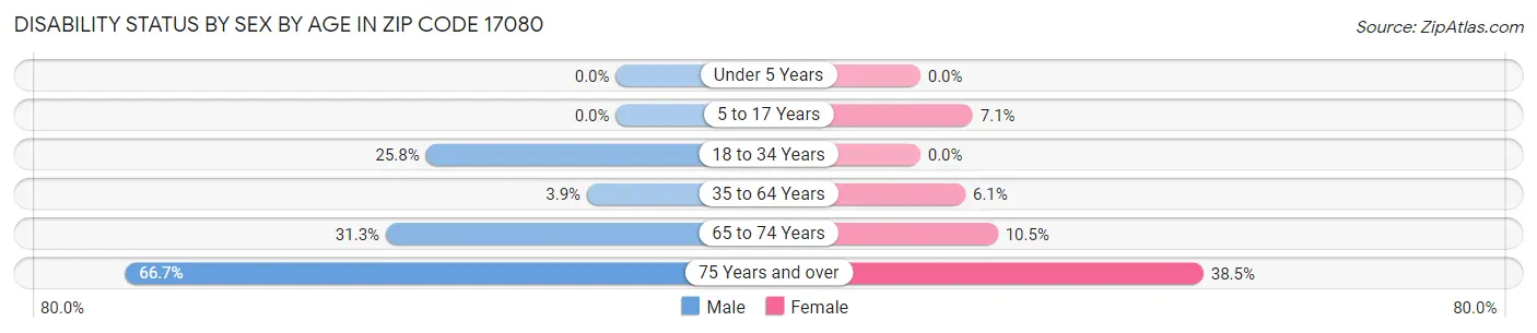 Disability Status by Sex by Age in Zip Code 17080