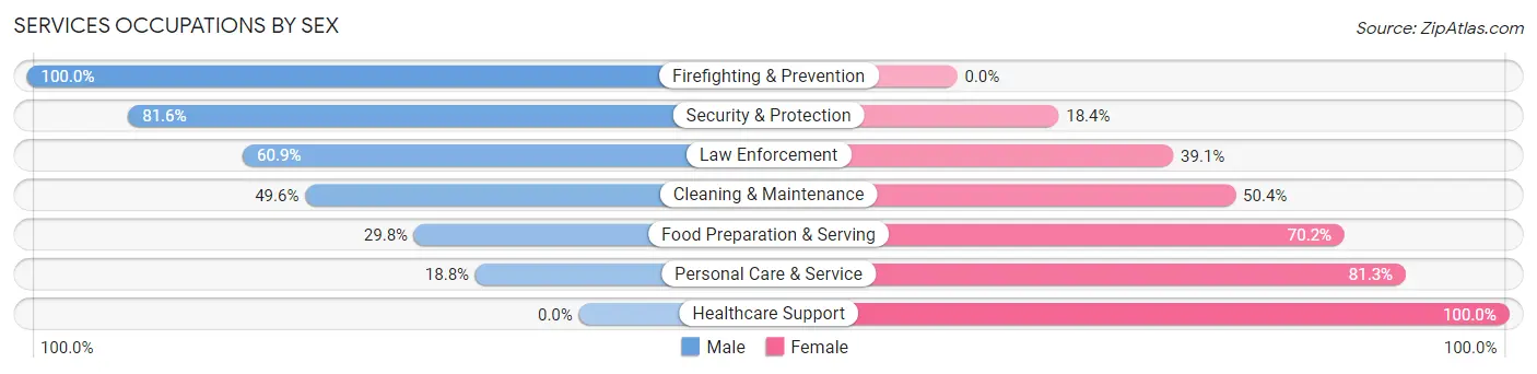 Services Occupations by Sex in Zip Code 17084