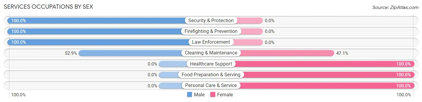 Services Occupations by Sex in Zip Code 17086