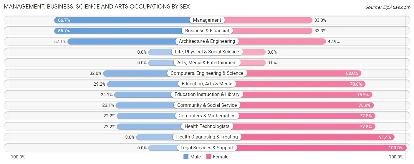 Management, Business, Science and Arts Occupations by Sex in Zip Code 17087