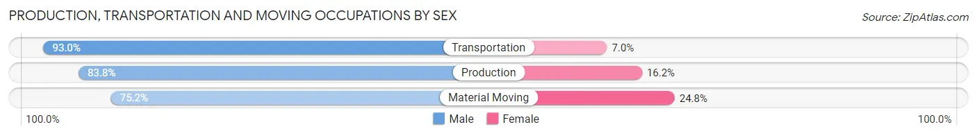 Production, Transportation and Moving Occupations by Sex in Zip Code 17087